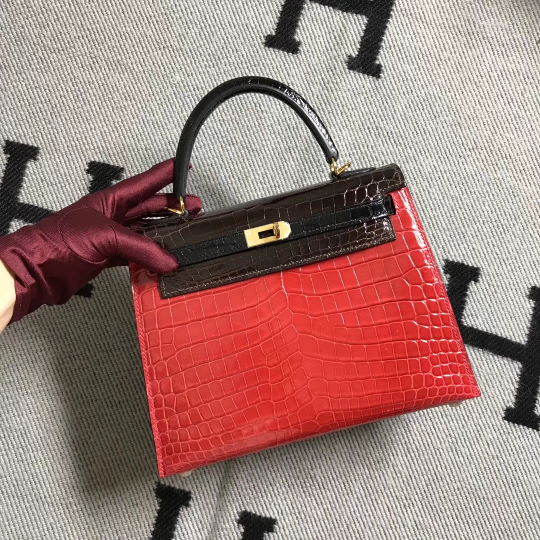 Hermès（爱马仕） Kelly凯莉包 K25西瓜红配色 银扣 25cm
