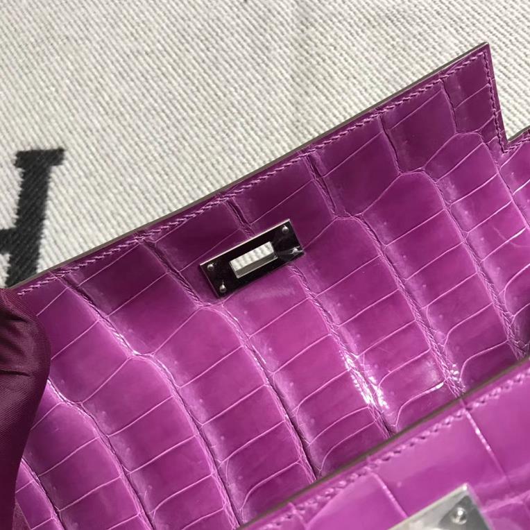 Hermès（爱马仕） Kelly凯莉包 紫色  银扣 28cm