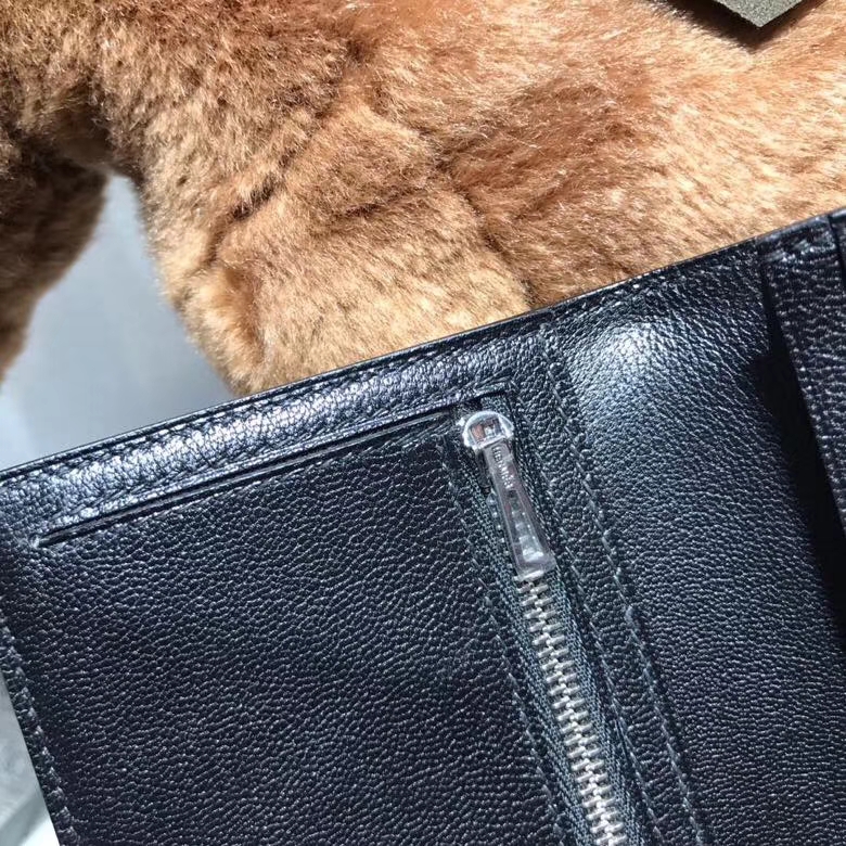 Hermès（爱马仕）bearn两折钱夹光面黑色 nior ck89 银扣 最经典不衰的颜色