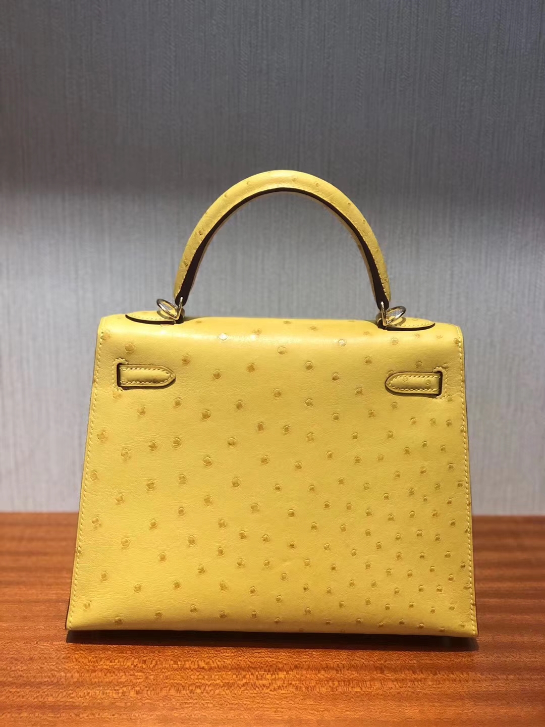 Hermès（爱马仕）Kelly25cm ostrich kk鸵鸟 9D琥珀黄 蜡线全手工 金扣