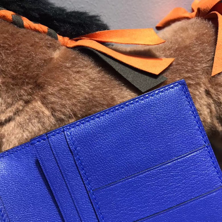 Hermès（爱马仕）Bearn两折钱夹 7T Blue Electric电光蓝 最经典的蓝色 银扣