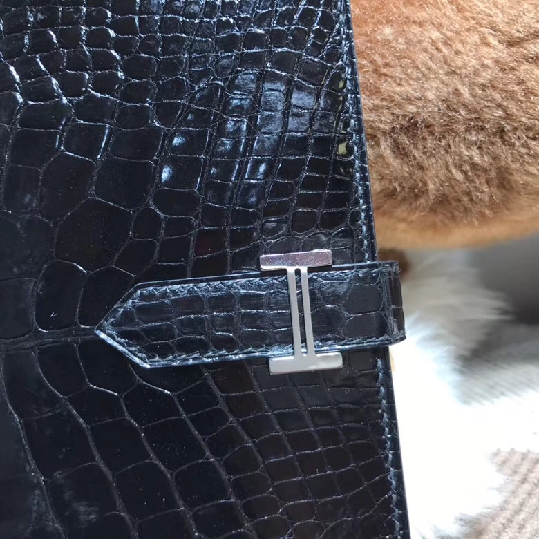 Hermès（爱马仕）bearn两折钱夹光面黑色 nior ck89 银扣 最经典不衰的颜色