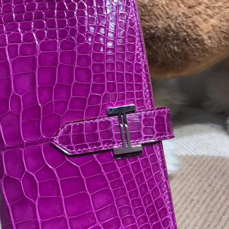 Hermès(爱马仕)Bearn两折钱夹 P9 Anemone海葵紫色 银扣 紫中带蓝的颜色-拉尔森鳄鱼皮具定制 - 爱马仕包包官网 Hermès(爱马仕)Bearn两折钱夹 P9 Anemone海葵紫色 银扣 紫中带蓝的颜色
