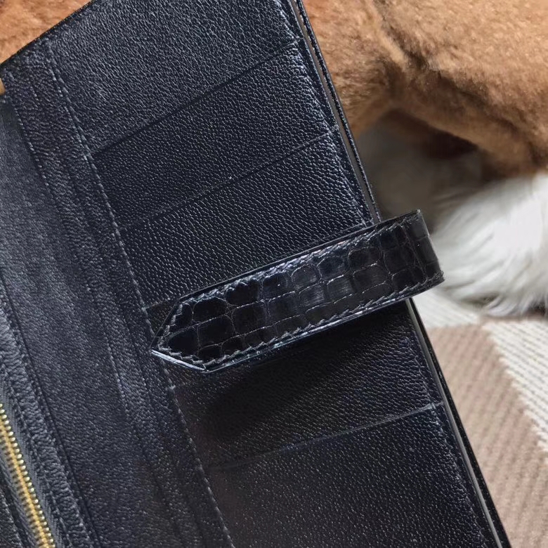 Hermès（爱马仕）bearn两折钱夹光面黑色 nior ck89 金扣 最经典不衰的颜色