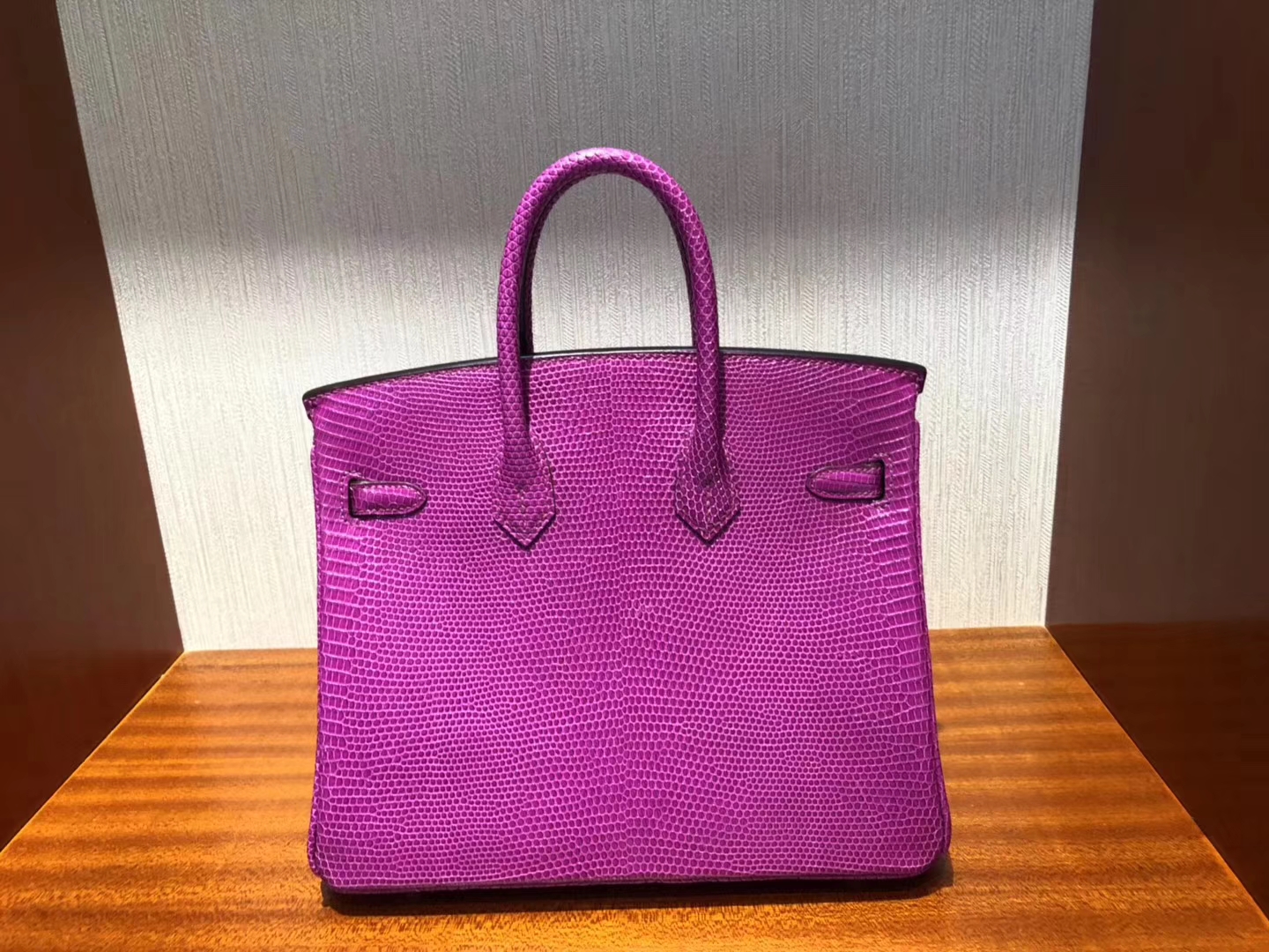 Hermès（爱马仕）Birkin25cm Lizard 进口亮面蜥蜴 L3 玫瑰紫 Rose purple  金扣