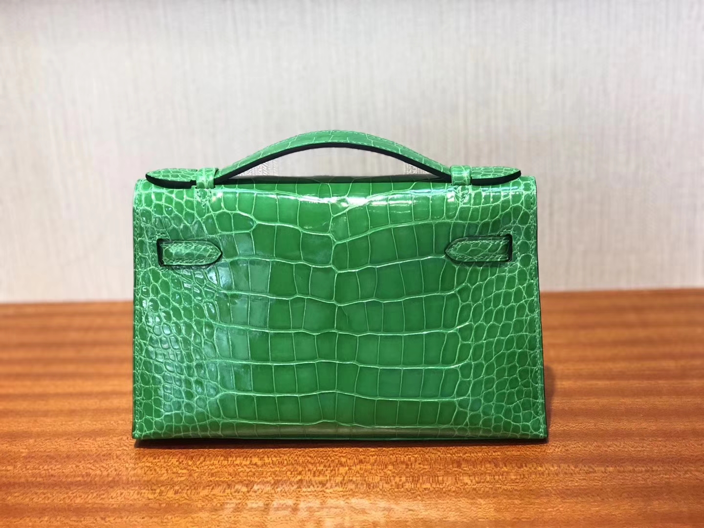 Hermès（爱马仕）Minikelly pochette 22cm Alligator shiny 亮面 1L 仙人掌绿 银扣
