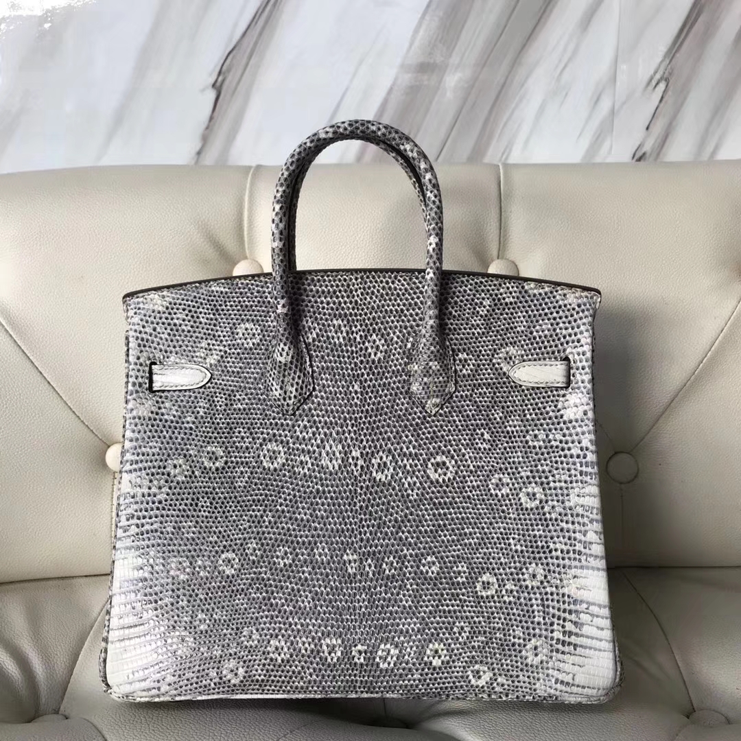 Hermès（爱马仕）Birkin25cm Lizard 进口亮面蜥蜴 🦎 01原色 小喜玛拉雅色 银扣