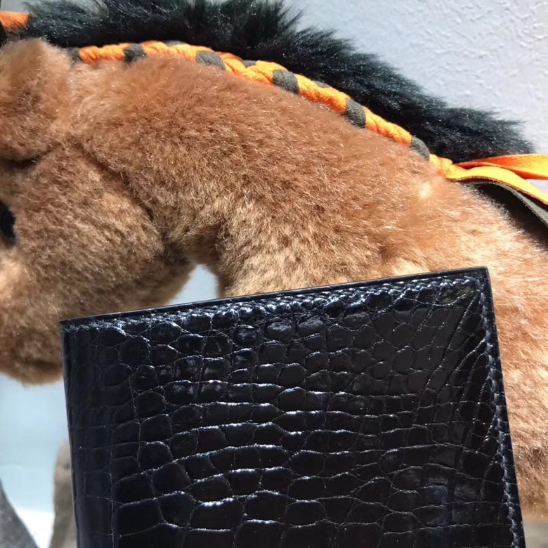 Hermès（爱马仕）bearn两折钱夹光面黑色 nior ck89 银扣 最经典不衰的颜色