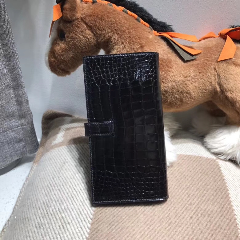 Hermès（爱马仕）bearn两折钱夹光面黑色 nior ck89 金扣 最经典不衰的颜色