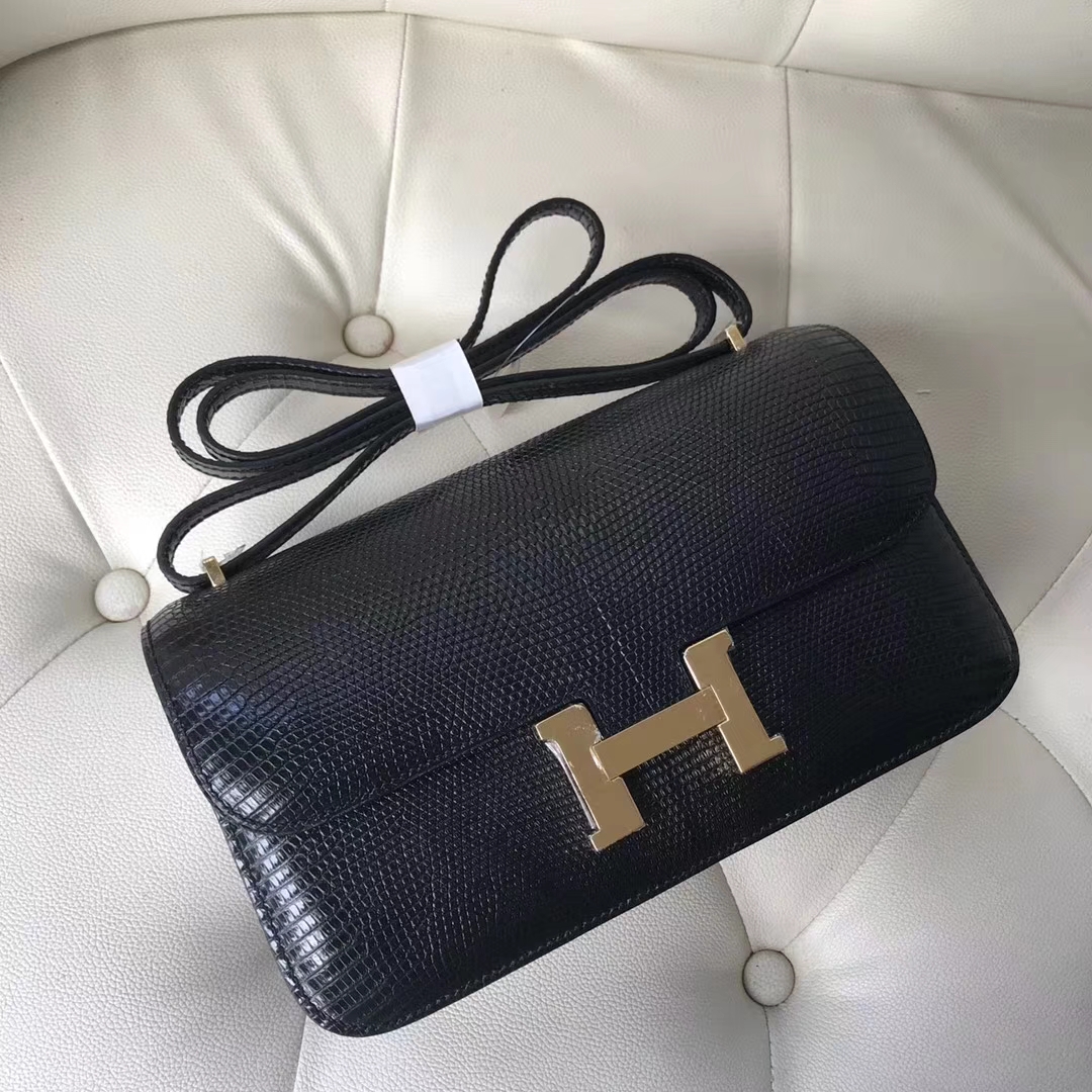 Hermès（爱马仕）Constance26cm lizard 进口蜥蜴皮 ck89黑色 蜡线全手工 接受定制