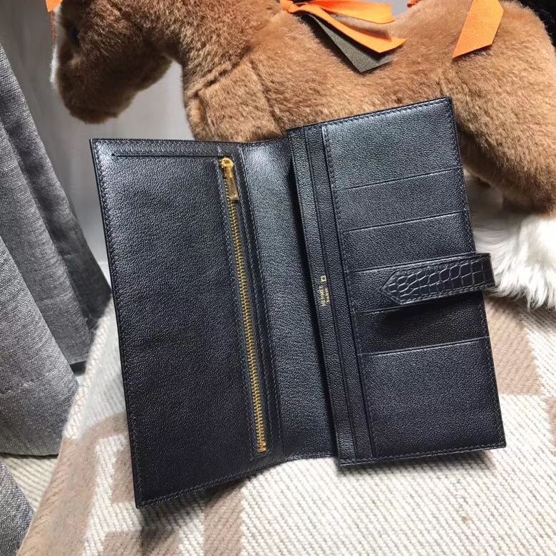Hermès（爱马仕）bearn两折钱夹雾面黑金 nior ck89 经典不衰的颜色