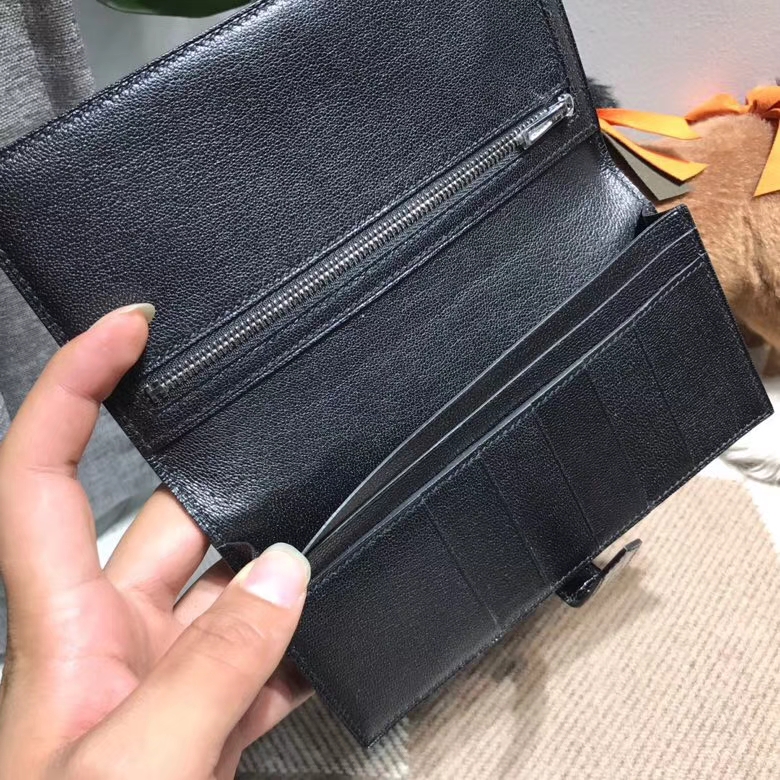 Hermès（爱马仕）bearn两折钱夹光面黑色 nior ck89 银扣 最经典不衰的颜色
