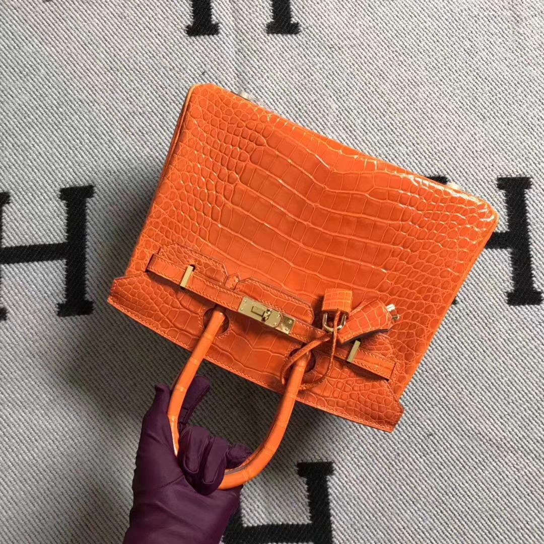 Hermès(爱马仕)美洲鳄方块 birkin 25cm 橙色 超级好看 实物更赞-拉尔森鳄鱼皮具定制 - 爱马仕包包官网 Hermès(爱马仕)美洲鳄方块 birkin 25cm 橙色 超级好看 实物更赞
