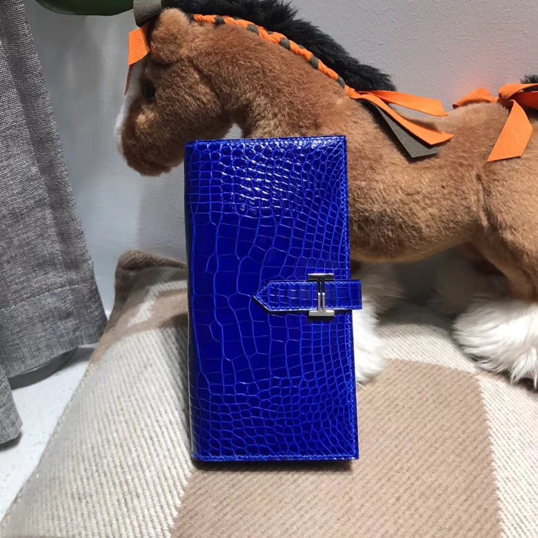 Hermès（爱马仕）Bearn两折钱夹 7T Blue Electric电光蓝 最经典的蓝色 银扣