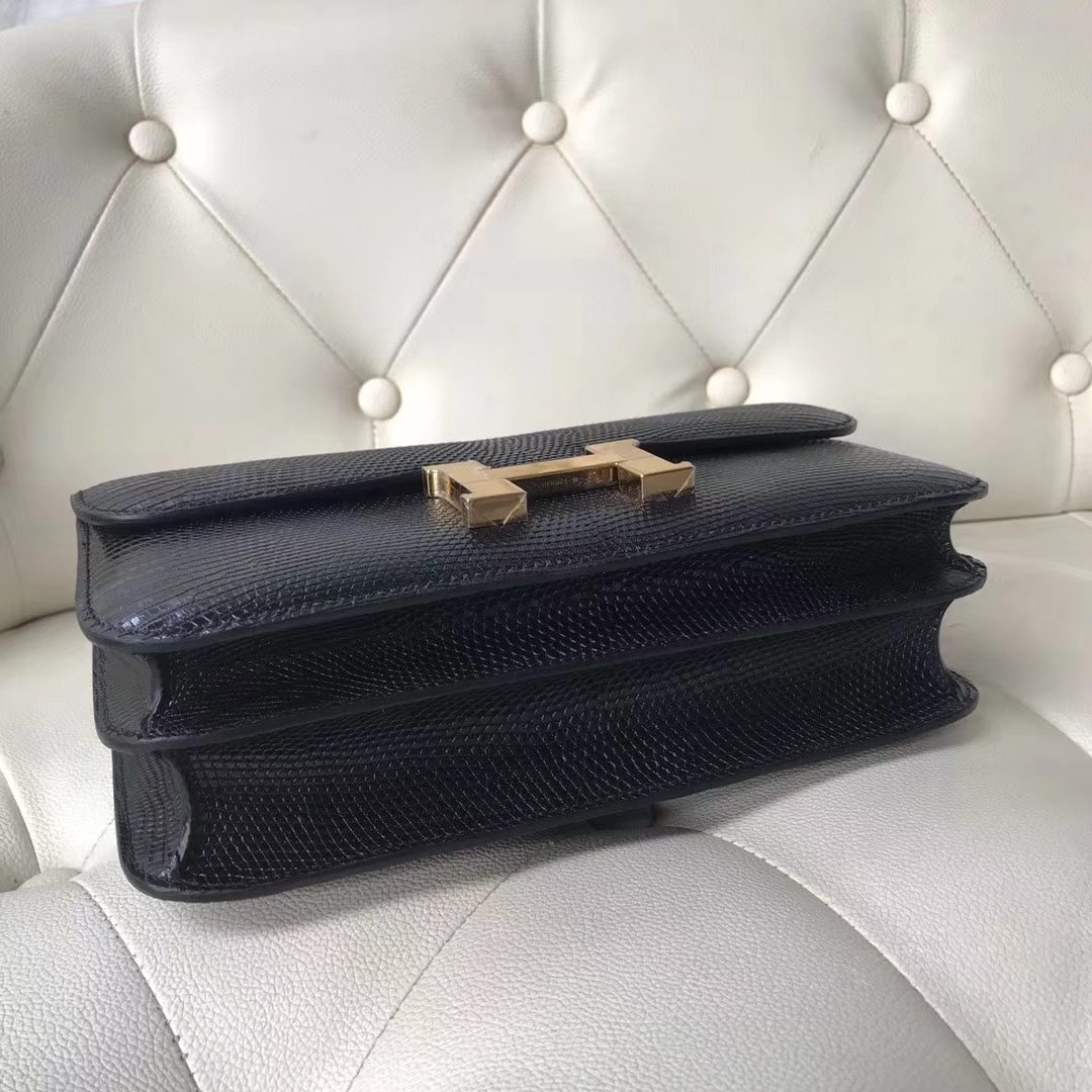 Hermès（爱马仕）Constance26cm lizard 进口蜥蜴皮 ck89黑色 蜡线全手工 接受定制