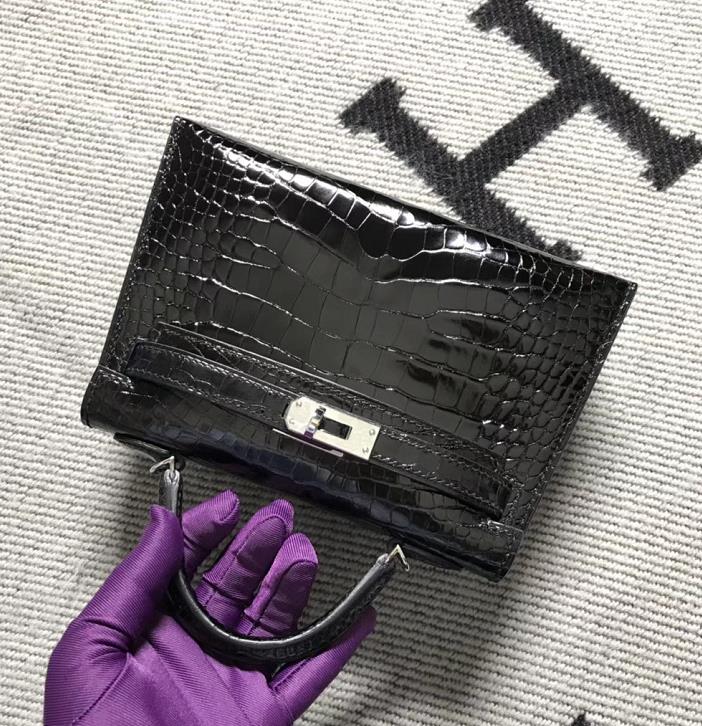 Hermès（爱马仕）Mini Kelly迷你凯莉包  美洲黑 银扣 2代