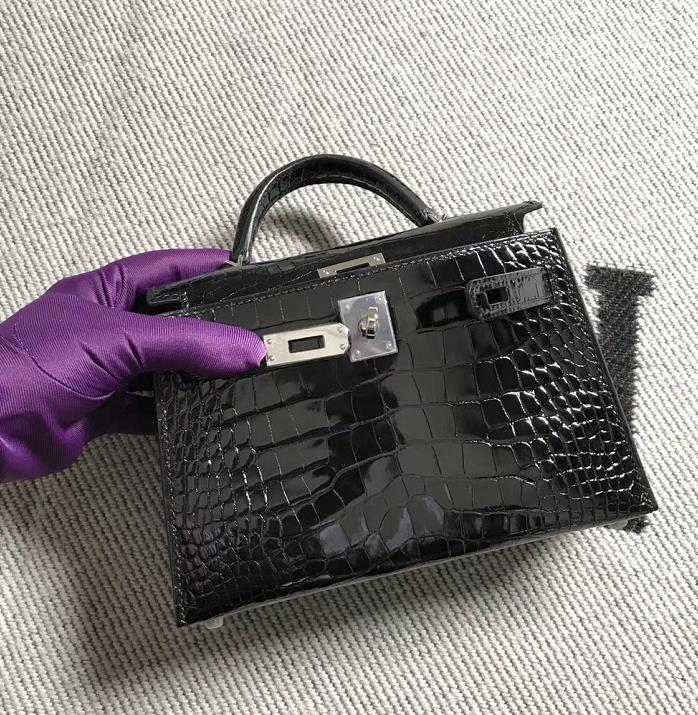 Hermès（爱马仕）Mini Kelly迷你凯莉包  美洲黑 银扣 2代