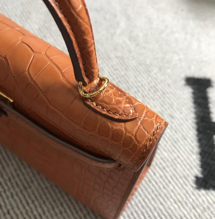 Hermès（爱马仕）Mini Kelly迷你凯莉包 美洲浅棕色 金扣 2代