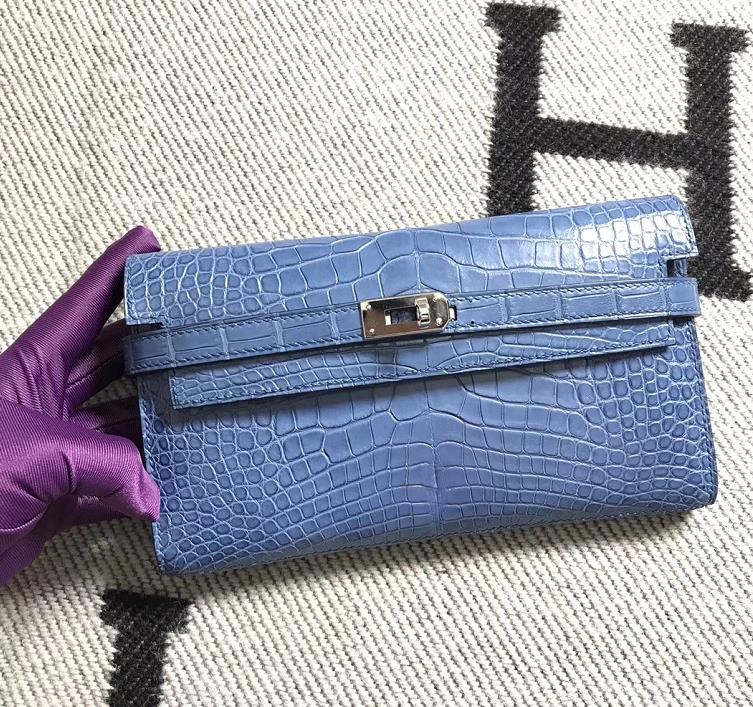 Hermès（爱马仕）钱包牛仔蓝美洲亚光 银扣