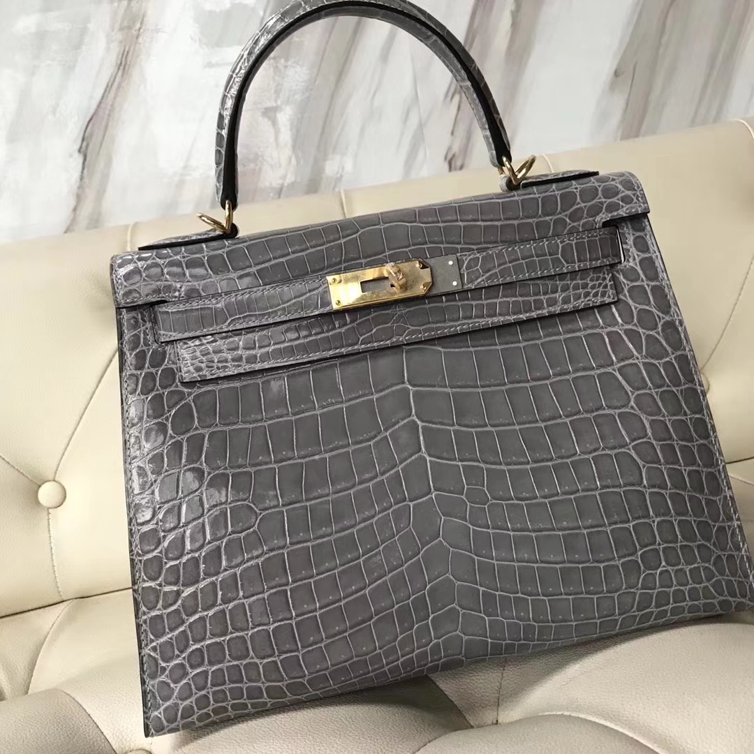 Hermès(爱马仕)Kelly28cm shiny nilo crocodile 8U冰川蓝 顶级工艺 蜡线全手工 金扣-拉尔森鳄鱼皮具定制 - 爱马仕包包官网 Hermès(爱马仕)Kelly28cm shiny nilo crocodile 8U冰川蓝 顶级工艺 蜡线全手工 金扣