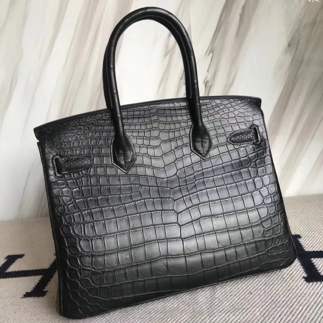 Hermès（爱马仕）Birkin30cm Crocodile matt 雾面鳄鱼 ck89 黑色 金扣