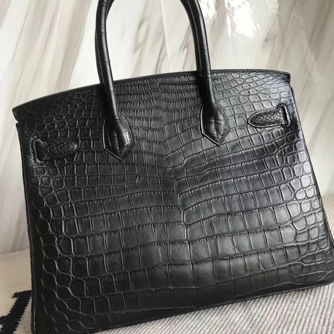 Hermès（爱马仕）Birkin30cm Crocodile matt 雾面鳄鱼 ck89 黑色 金扣