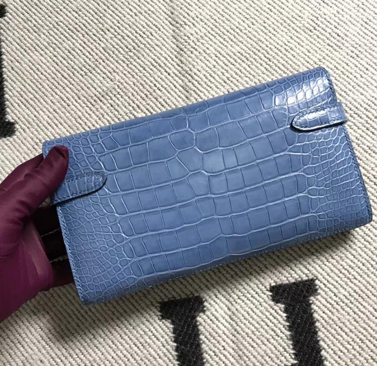 Hermès（爱马仕）钱包牛仔蓝美洲亚光 银扣