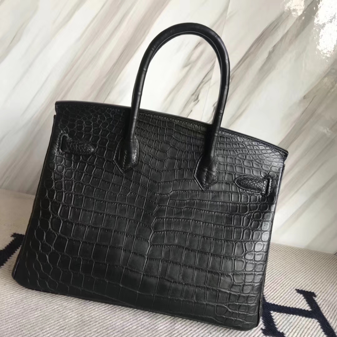 Hermès（爱马仕）Birkin30cm Crocodile matt 雾面鳄鱼 ck89 黑色 金扣