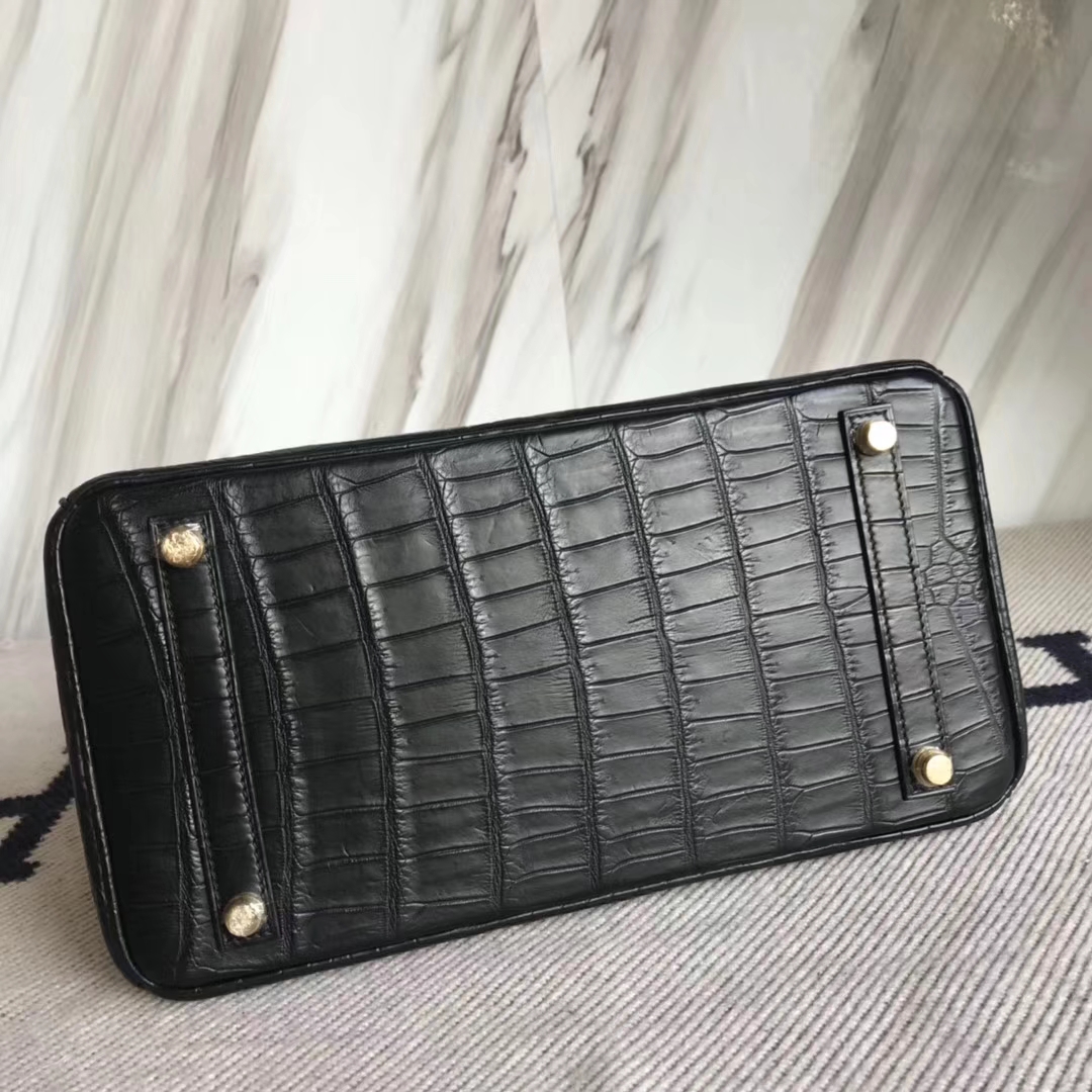 Hermès（爱马仕）Birkin30cm Crocodile matt 雾面鳄鱼 ck89 黑色 金扣