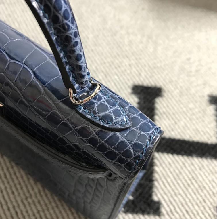 Hermès（爱马仕）Mini Kelly迷你凯莉包  美洲蓝 银扣 2代