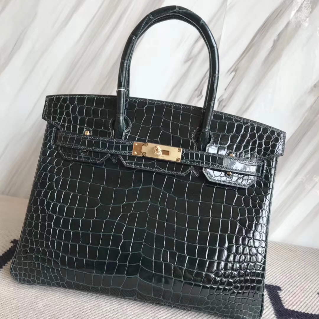 Hermès(爱马仕)Birkin30cm shiny porosus crocodile 澳洲湾鳄 1P鸭子蓝 顶级工艺 蜡线全手工 金扣一枚-拉尔森鳄鱼皮具定制 - 爱马仕包包官网 Hermès(爱马仕)Birkin30cm shiny porosus crocodile 澳洲湾鳄 1P鸭子蓝 顶级工艺 蜡线全手工 金扣一枚