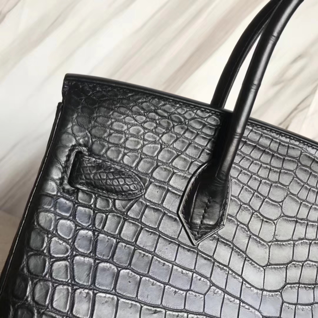 Hermès（爱马仕）Birkin30cm Crocodile matt 雾面鳄鱼 ck89 黑色 金扣