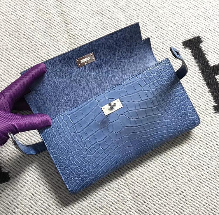 Hermès（爱马仕）钱包牛仔蓝美洲亚光 银扣