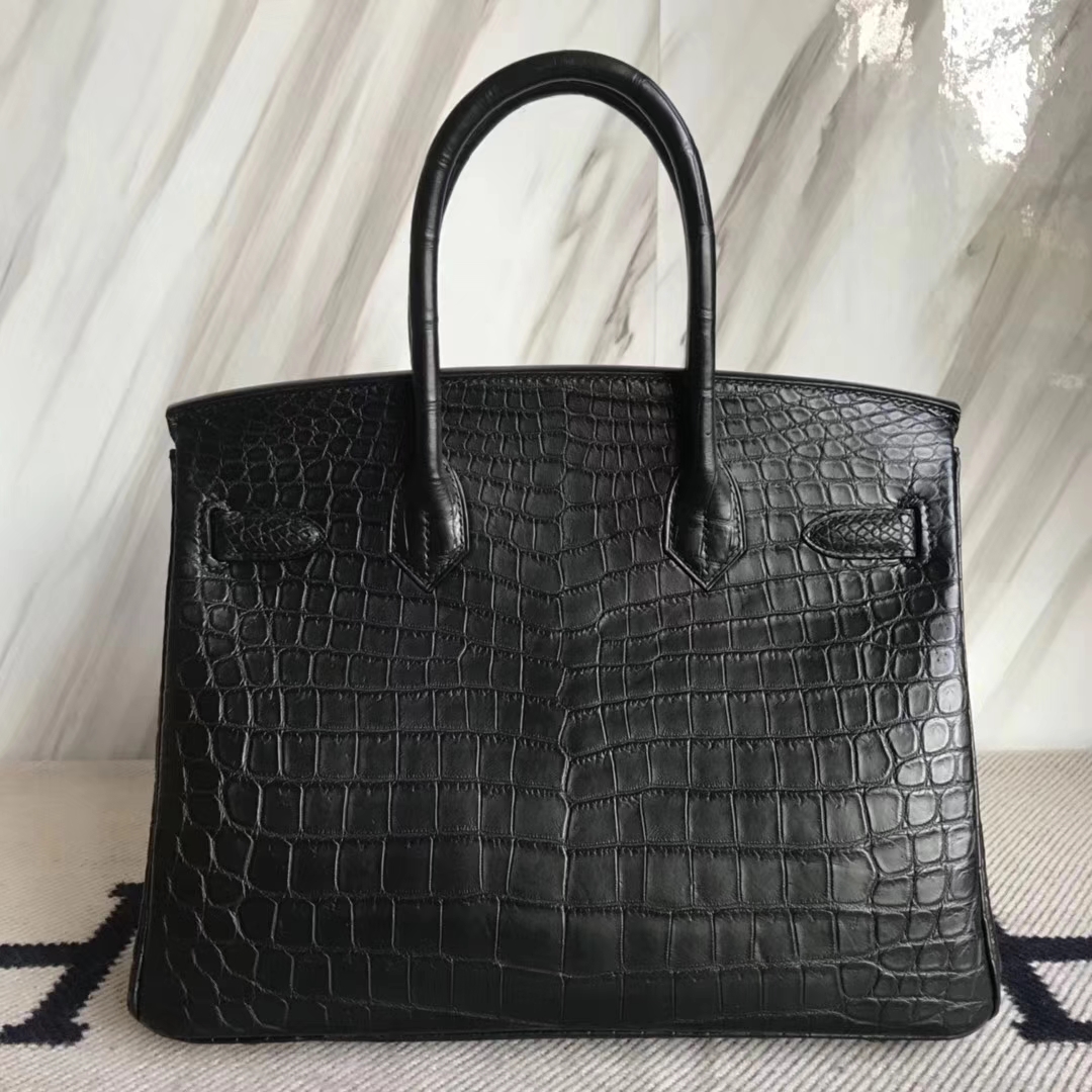 Hermès（爱马仕）Birkin30cm Crocodile matt 雾面鳄鱼 ck89 黑色 金扣
