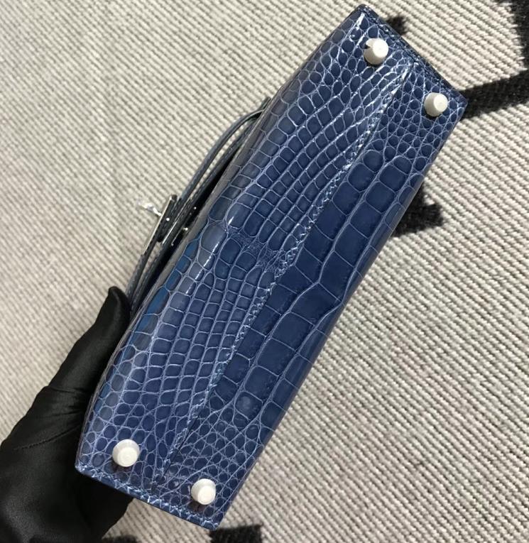 Hermès（爱马仕）Mini Kelly迷你凯莉包  美洲蓝 银扣 2代