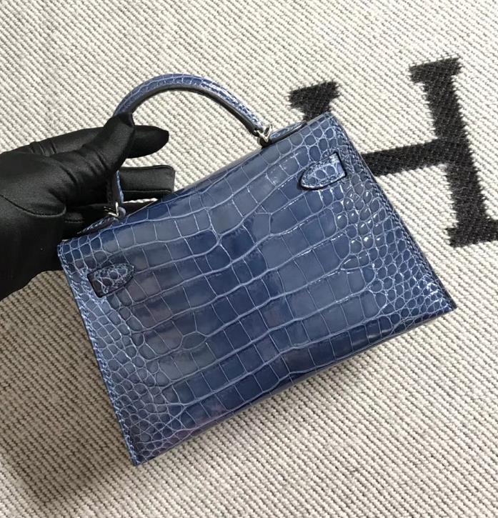 Hermès（爱马仕）Mini Kelly迷你凯莉包  美洲蓝 银扣 2代