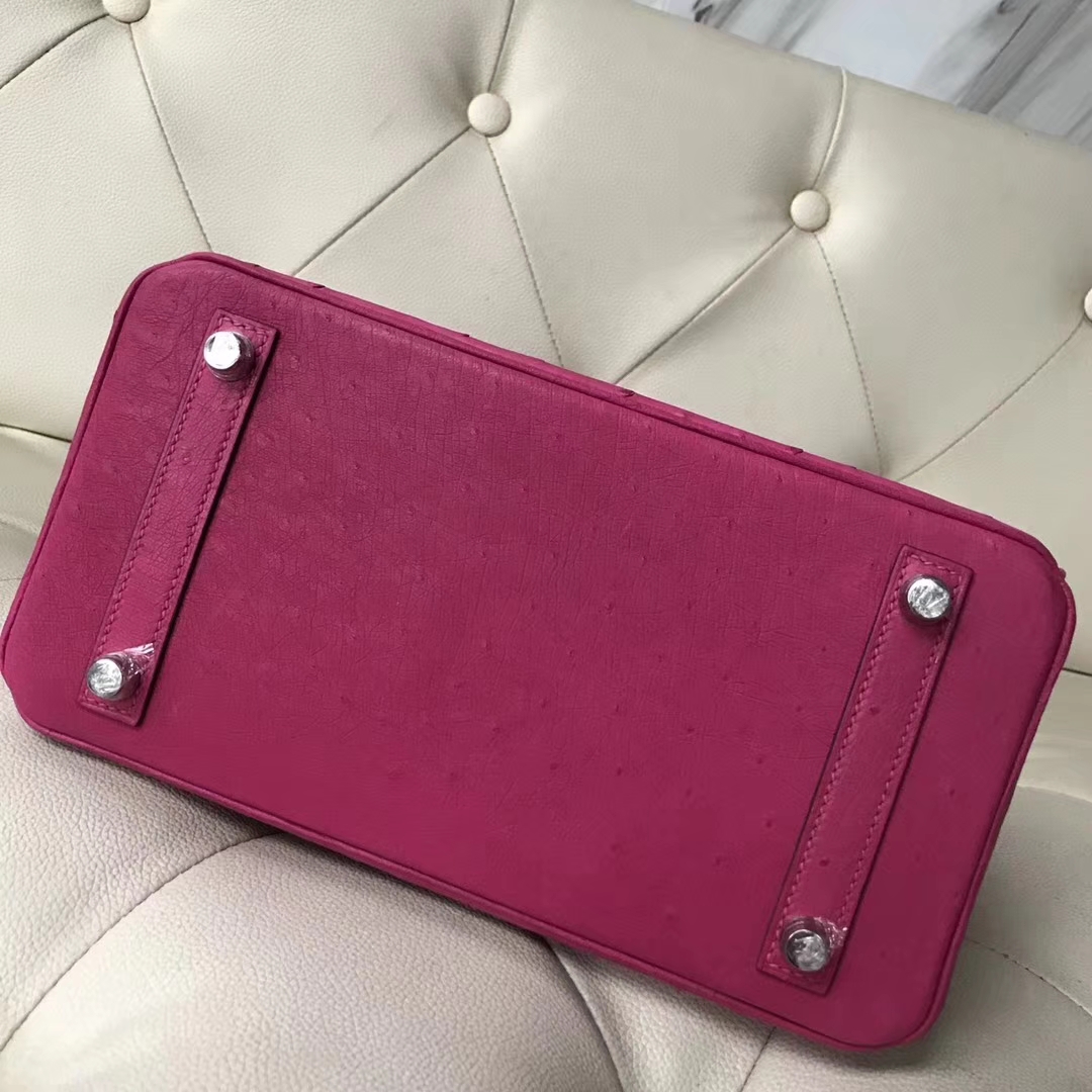 Hermès（爱马仕）Birkin25cm Ostrich kk鸵鸟 J5 桃红 银扣