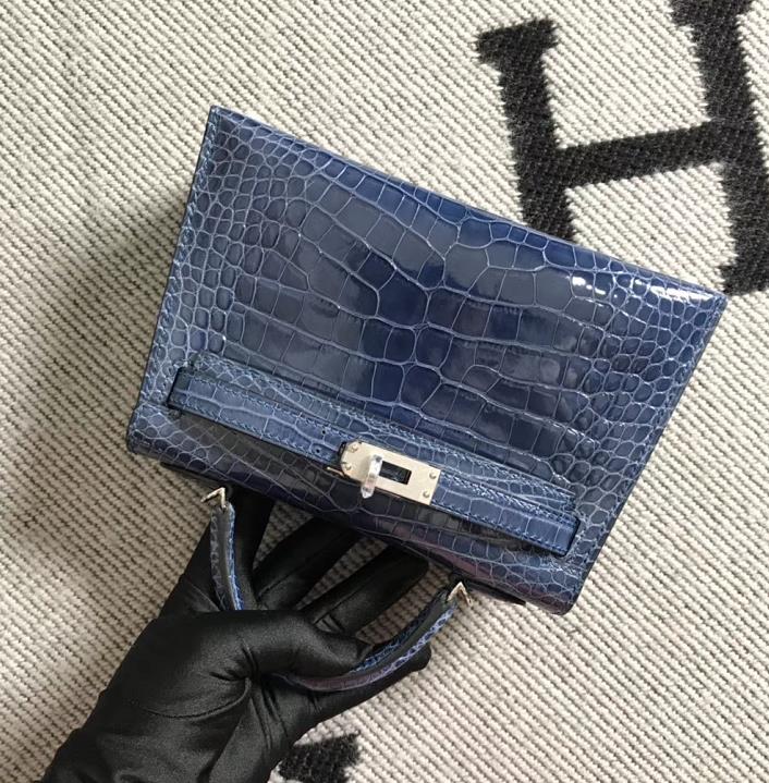 Hermès（爱马仕）Mini Kelly迷你凯莉包  美洲蓝 银扣 2代