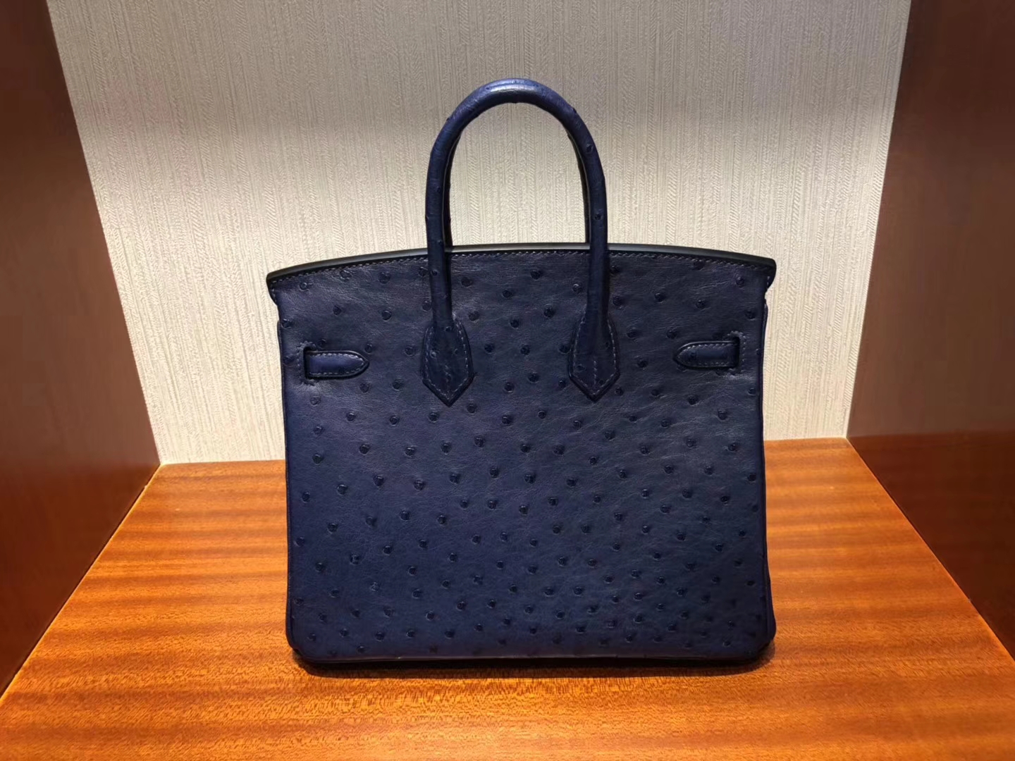 Hermès（爱马仕）Birkin25cm Ostrich Kk 鸵鸟 7K 宝石蓝 深蓝  银扣