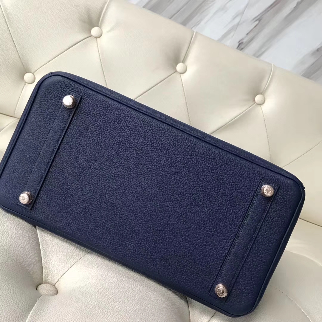 Hermès（爱马仕）Birkin30cm togo ck37宝石蓝拼亮面鳄鱼 ck78深海蓝 顶级工艺 蜡线全手工 玫瑰金