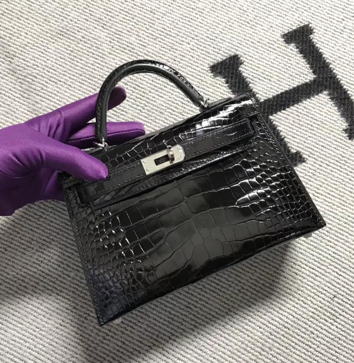 Hermès（爱马仕）Mini Kelly迷你凯莉包  美洲黑 银扣 2代
