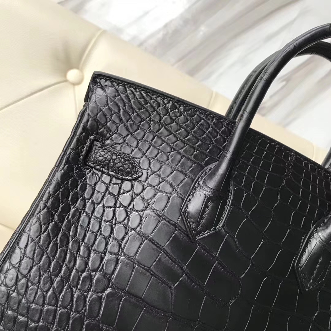 Hermès（爱马仕）Birkin25cm Alligator matt雾面鳄鱼 ck89 黑色 金扣