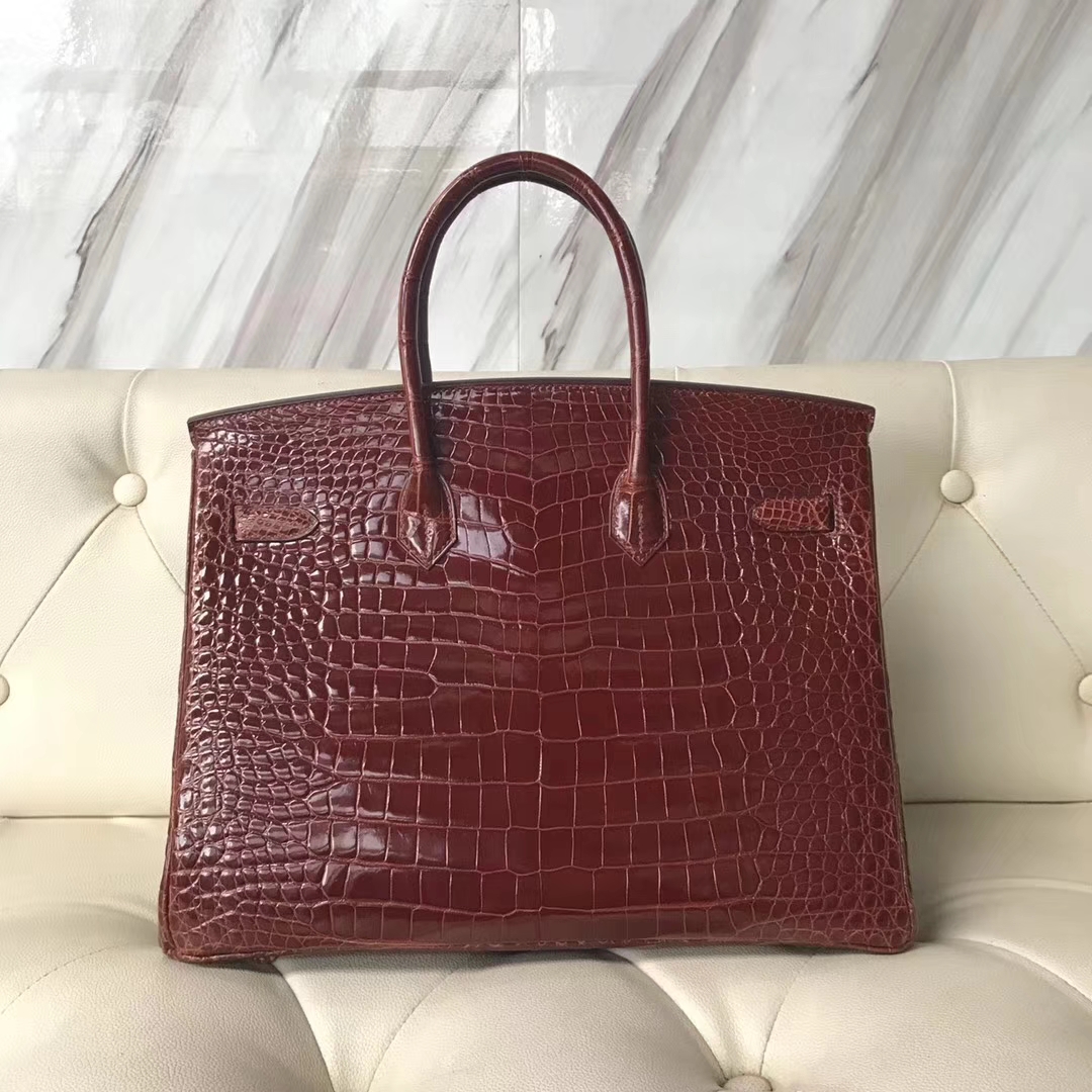 Hermès（爱马仕）Birkin Porosus shiny 亮面鳄鱼 ck31 蜜糖棕 miel 金扣 35cm