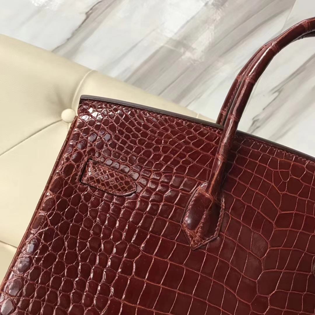 Hermès（爱马仕）Birkin porosus shiny 亮面澳洲湾鳄 ck31 蜜糖棕 miel 银扣 35cm