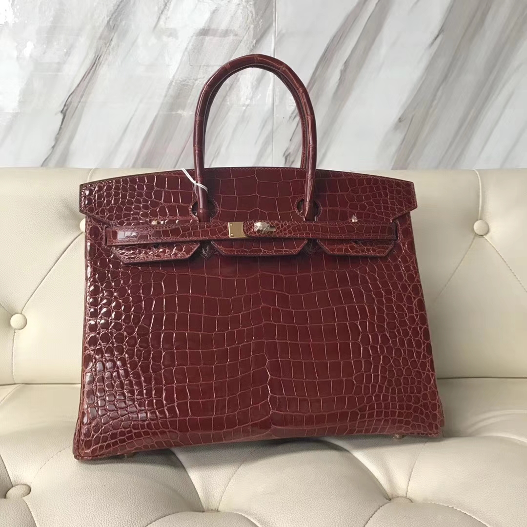 Hermès(爱马仕)Birkin Porosus shiny 亮面鳄鱼 ck31 蜜糖棕 miel 金扣 35cm-拉尔森鳄鱼皮具定制 - 爱马仕包包官网 Hermès(爱马仕)Birkin Porosus shiny 亮面鳄鱼 ck31 蜜糖棕 miel 金扣 35cm