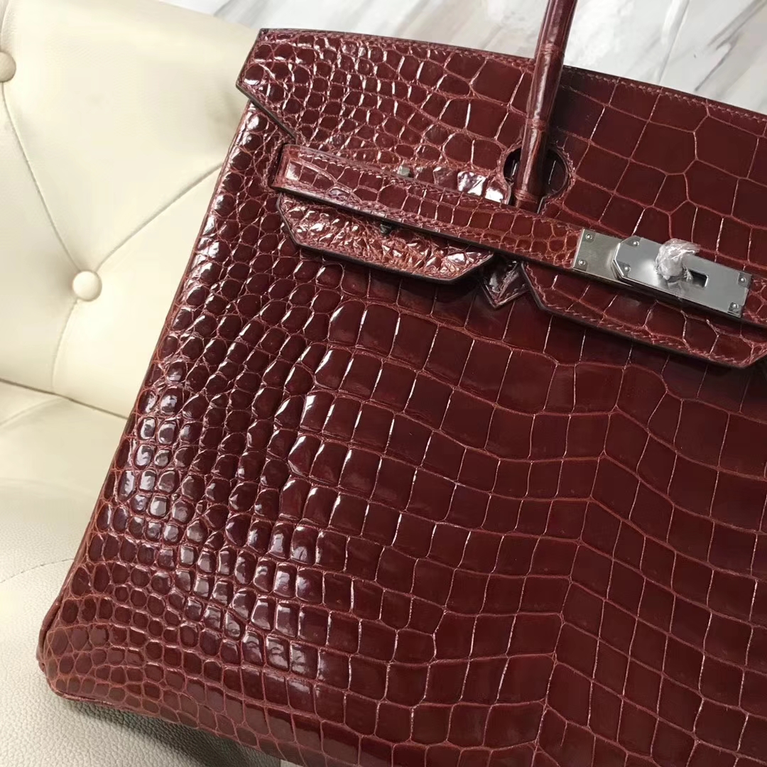 Hermès（爱马仕）Birkin porosus shiny 亮面澳洲湾鳄 ck31 蜜糖棕 miel 银扣 35cm