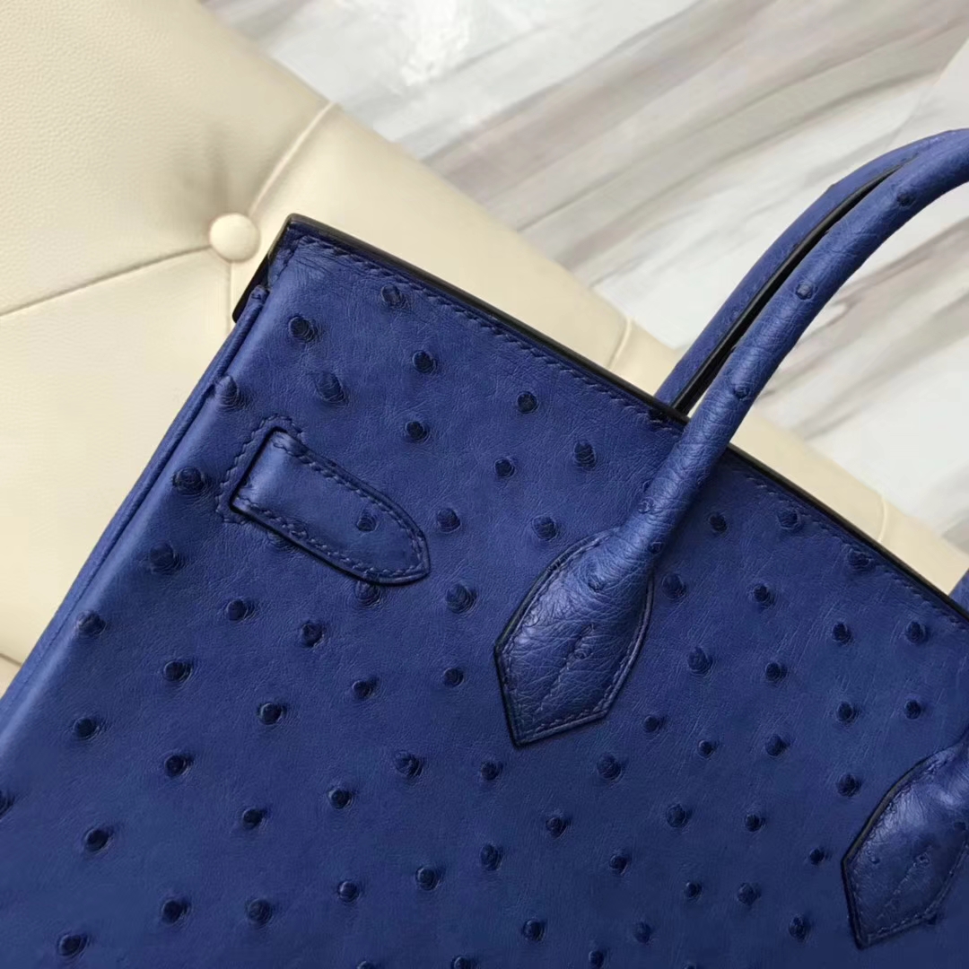 Hermès（爱马仕）Birkin30cm Ostrich Kk鸵鸟 7T 电光蓝 Blue eletric 金扣