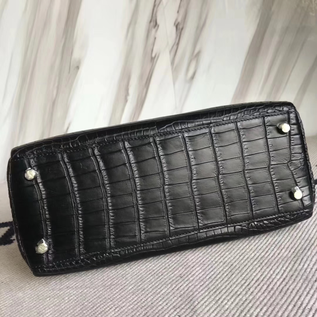 Hermès（爱马仕）Kelly雾面两点尼罗鳄 ck89黑色 顶级工艺 蜡线全手工 银扣 28cm