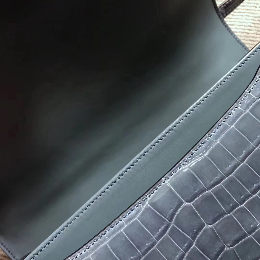 Hermès（爱马仕）Constance 空姐包 极品亮面鳄鱼 小康elan 牛仔蓝 26cm