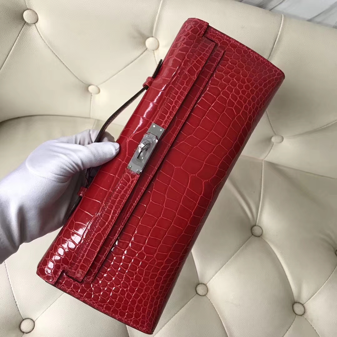 Hermès(爱马仕)Kelly31cm Porosus shiny 亮面澳洲鳄鱼 ck95 法拉利红 Braise 银扣-拉尔森鳄鱼皮具定制 - 爱马仕包包官网 Hermès(爱马仕)Kelly31cm Porosus shiny 亮面澳洲鳄鱼 ck95 法拉利红 Braise 银扣